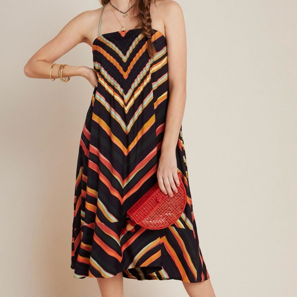 Anthropologie Multicolor Striped Midi Dress